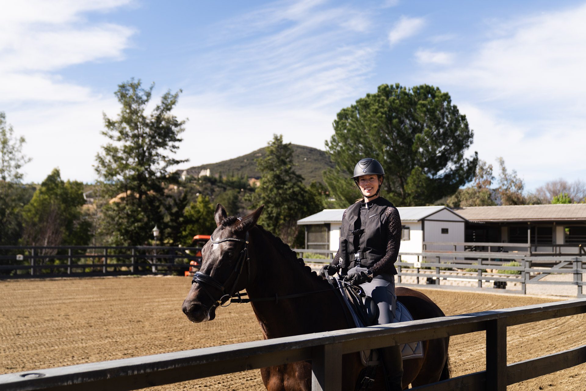 Dr. Jennifer Boozer riding at a stable outside Temecula