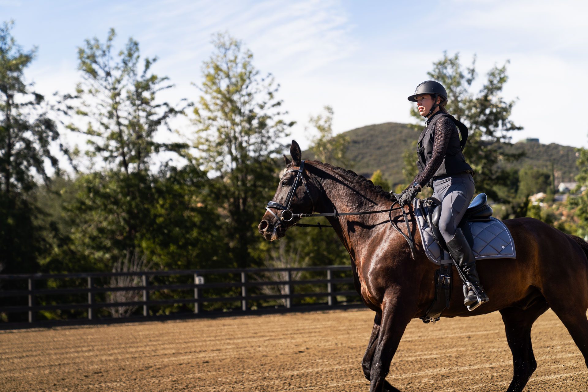 Dr. Jennifer Boozer riding at a stable outside Temecula